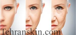 concept of aging and skin care. face of young woman and an old woman with wrinkles